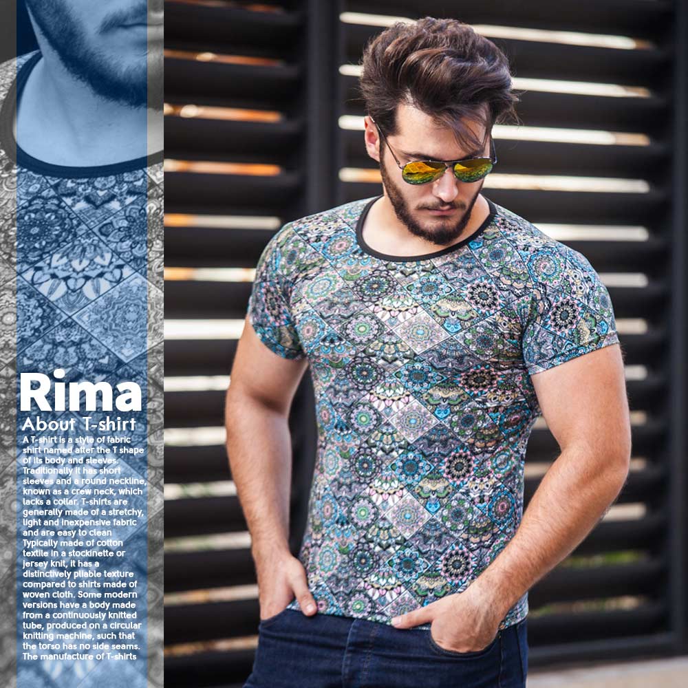 تیشرت مردانه هاوایی مدل Rima(آبی)